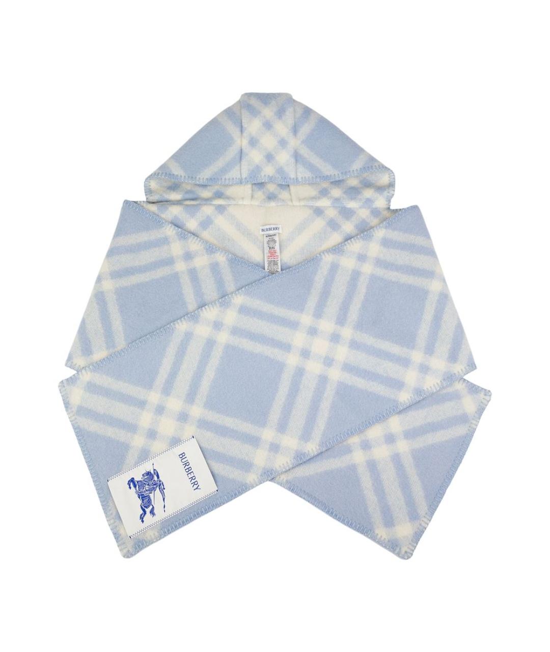 BURBERRY Синий шерстяной шарф, фото 3