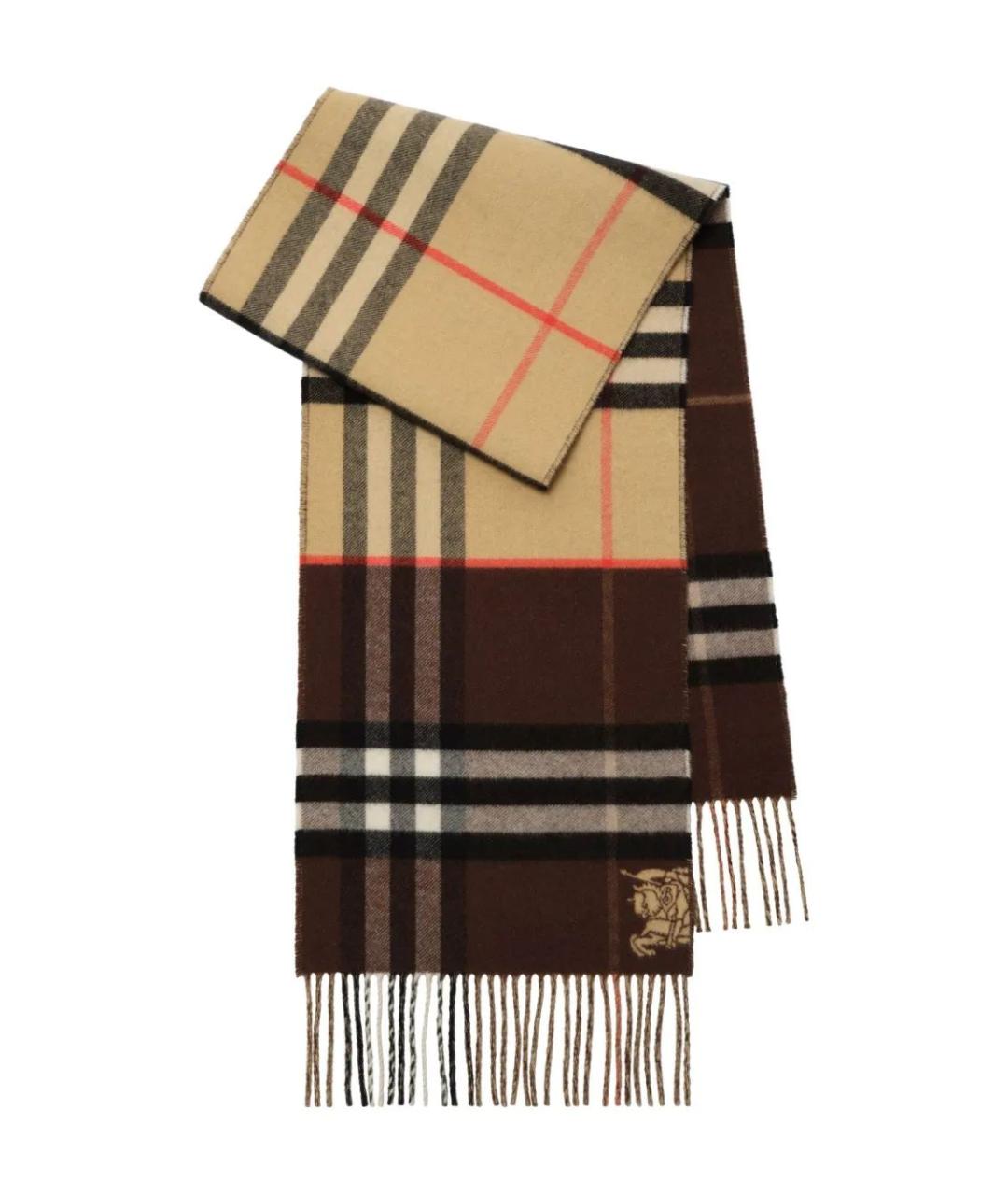 BURBERRY Коричневый кашемировый шарф, фото 2