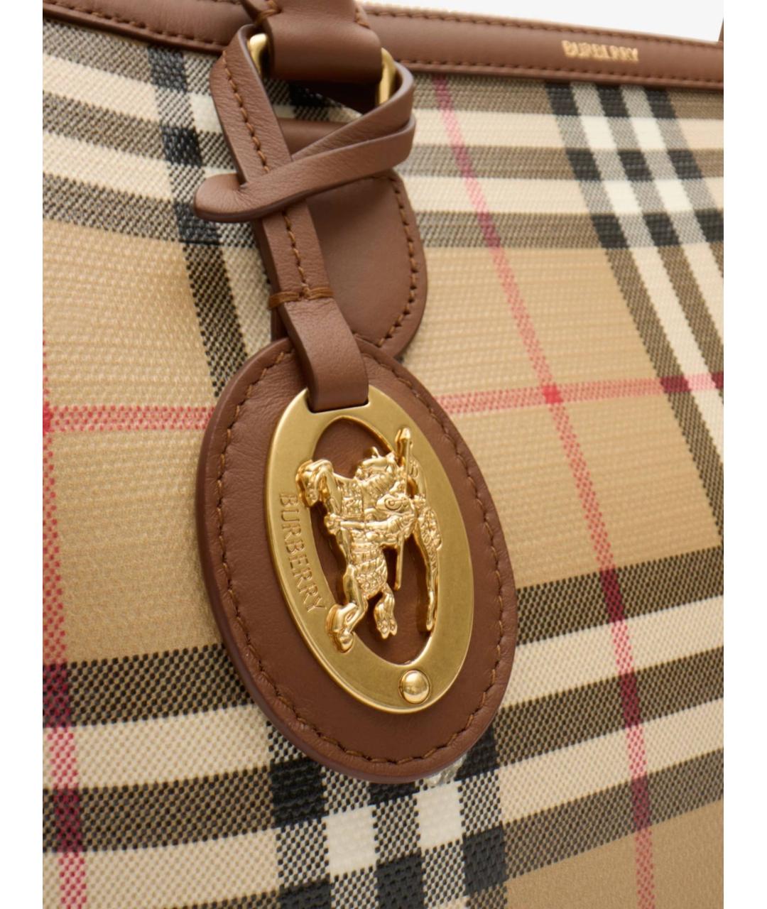 BURBERRY Бежевая хлопковая сумка с короткими ручками, фото 4