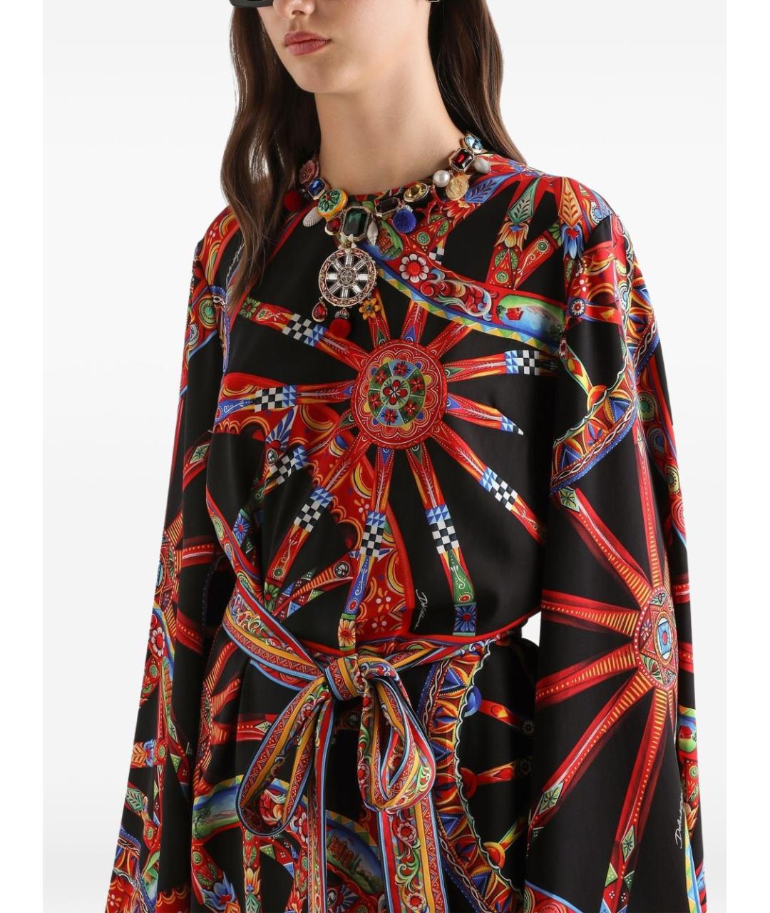 DOLCE&GABBANA Мульти шелковое повседневное платье, фото 4