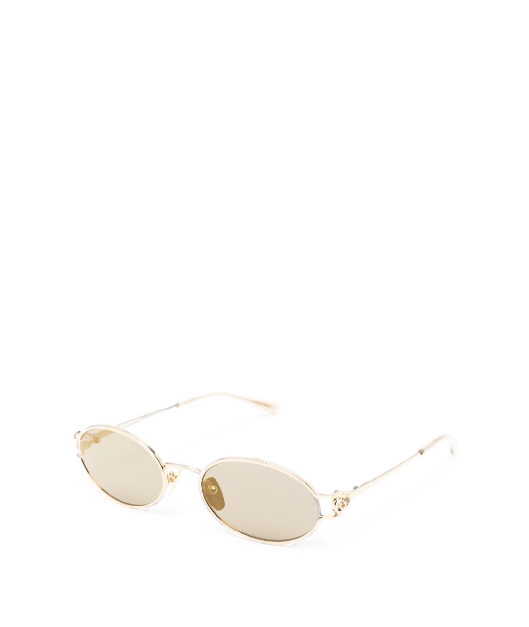GUCCI Золотые металлические солнцезащитные очки, фото 2