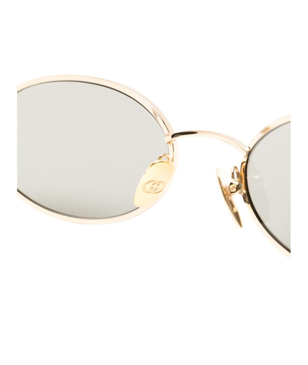 GUCCI Золотые металлические солнцезащитные очки, фото 3