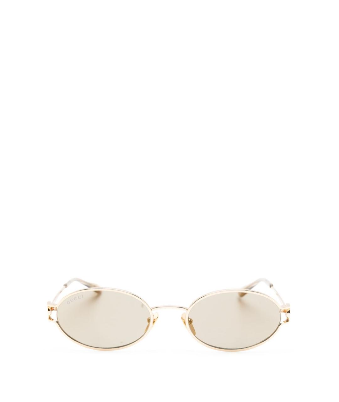 GUCCI Золотые металлические солнцезащитные очки, фото 1