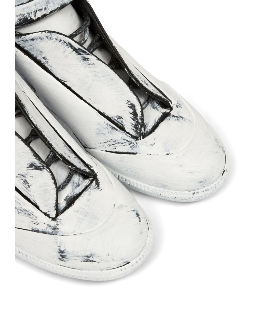 MAISON MARGIELA Белые кожаные высокие кроссовки / кеды, фото 4