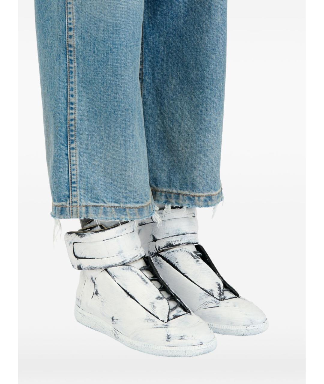 MAISON MARGIELA Белые кожаные высокие кроссовки / кеды, фото 5