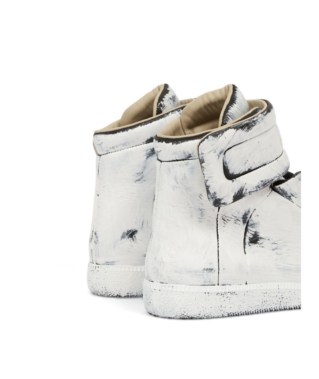 MAISON MARGIELA Белые кожаные высокие кроссовки / кеды, фото 2
