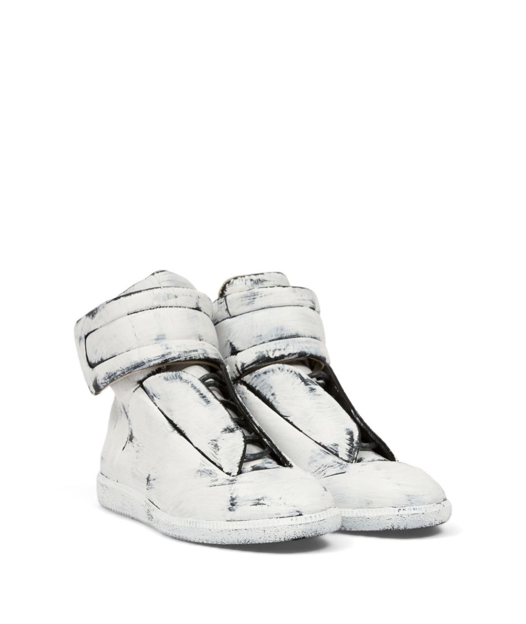 MAISON MARGIELA Белые кожаные высокие кроссовки / кеды, фото 3