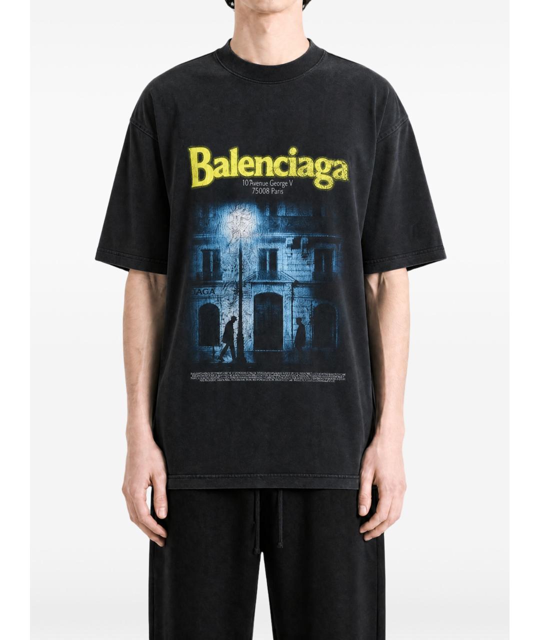 BALENCIAGA Черная хлопковая футболка, фото 3