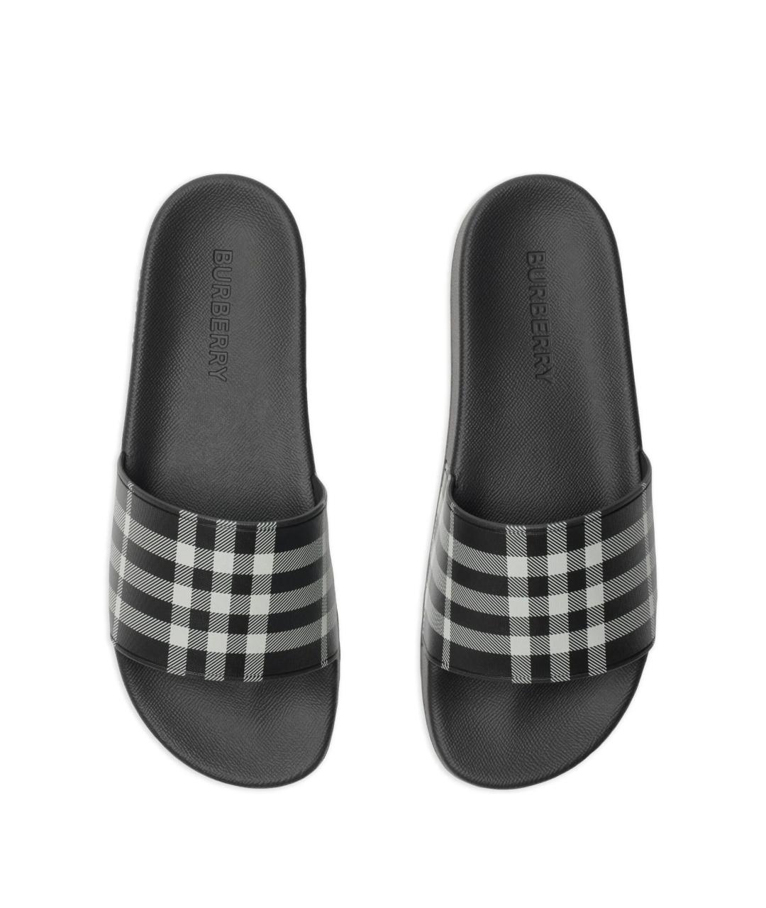 BURBERRY Черные синтетические шлепанцы, фото 4