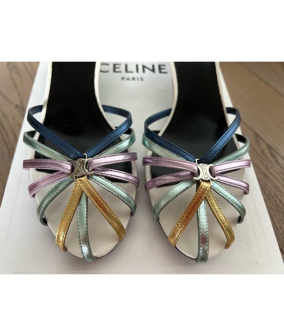 CELINE Мульти кожаные босоножки, фото 6