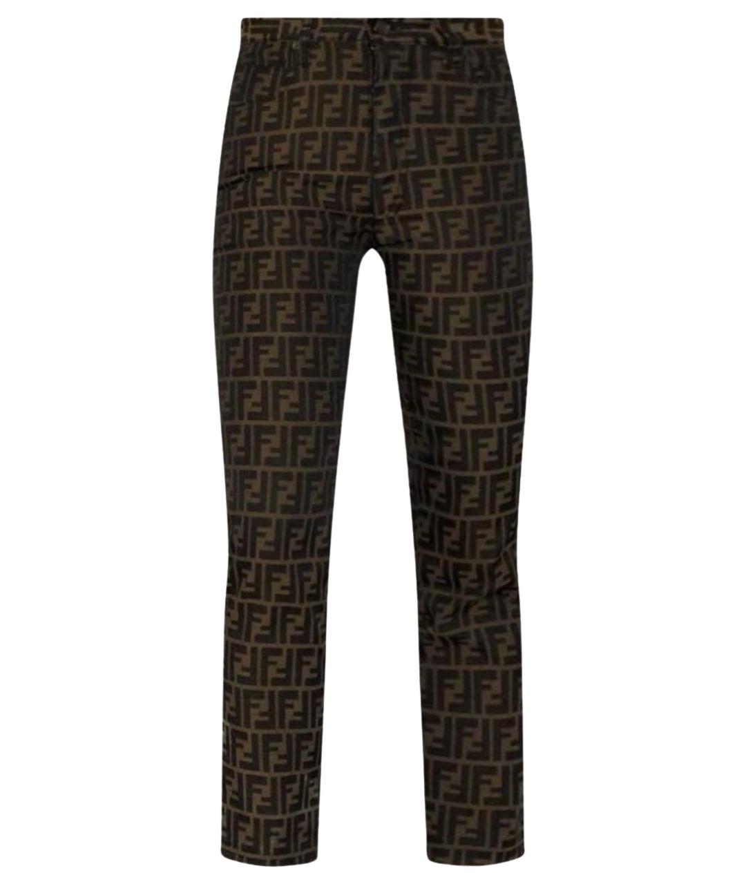 FENDI Коричневые джинсы слим, фото 1