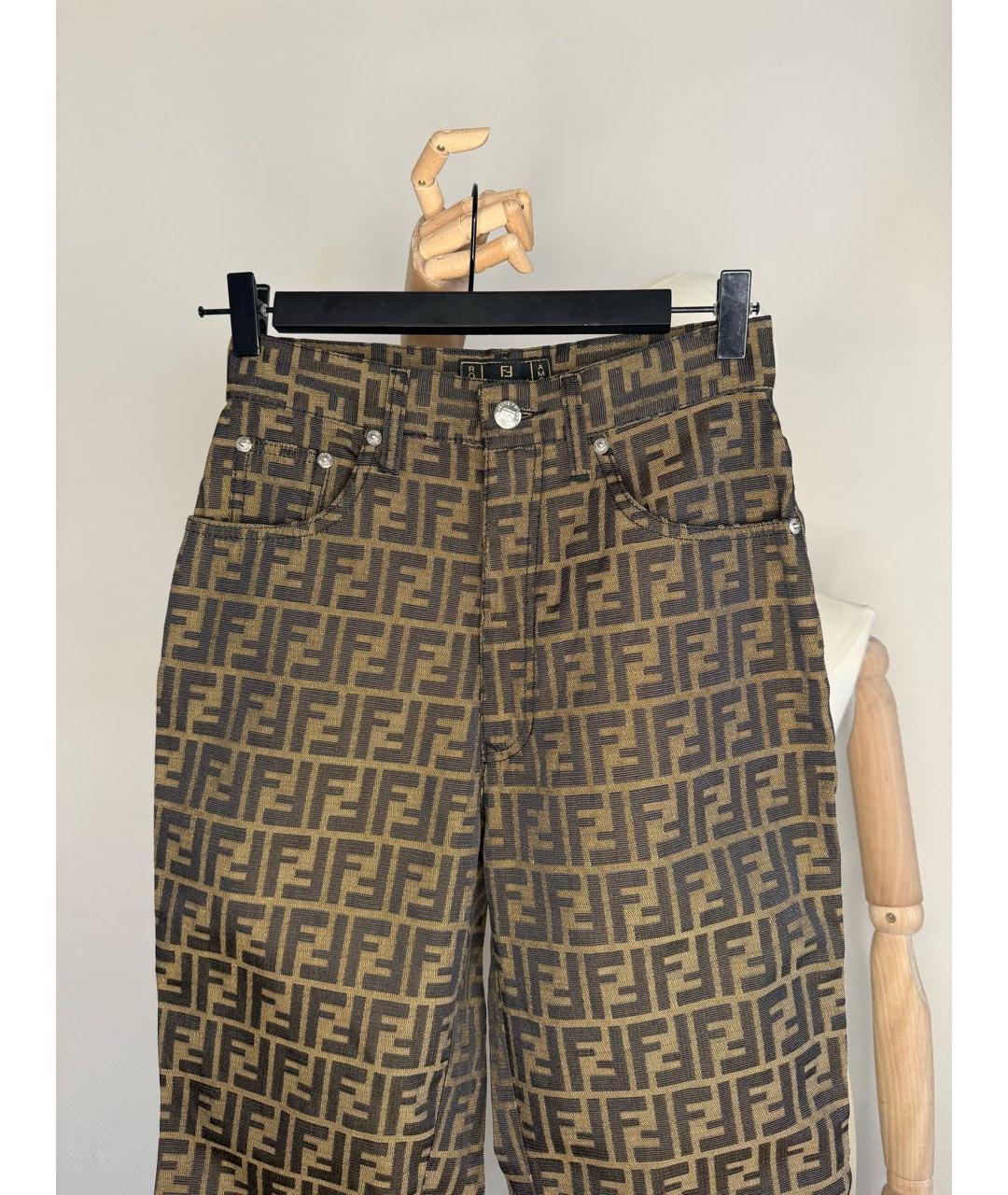 FENDI Коричневые джинсы слим, фото 3