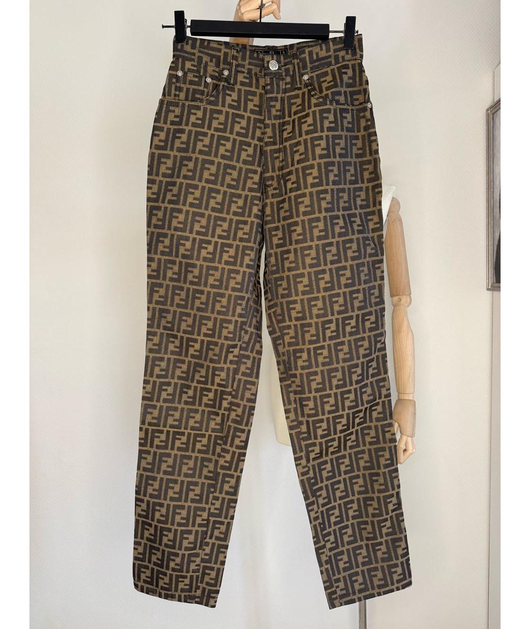 FENDI Коричневые джинсы слим, фото 2