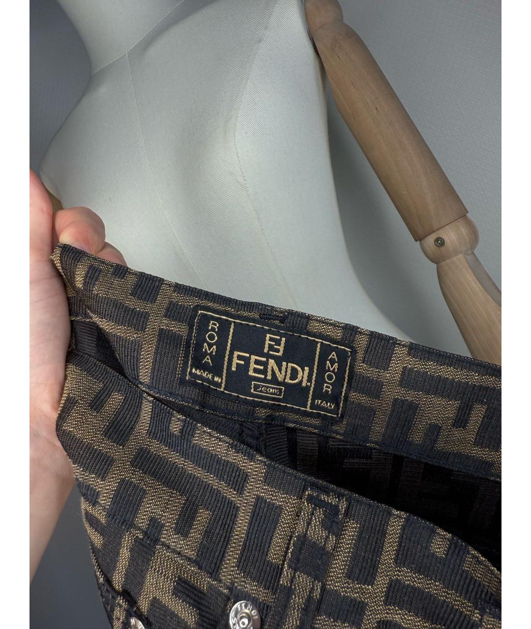 FENDI Коричневые джинсы слим, фото 8