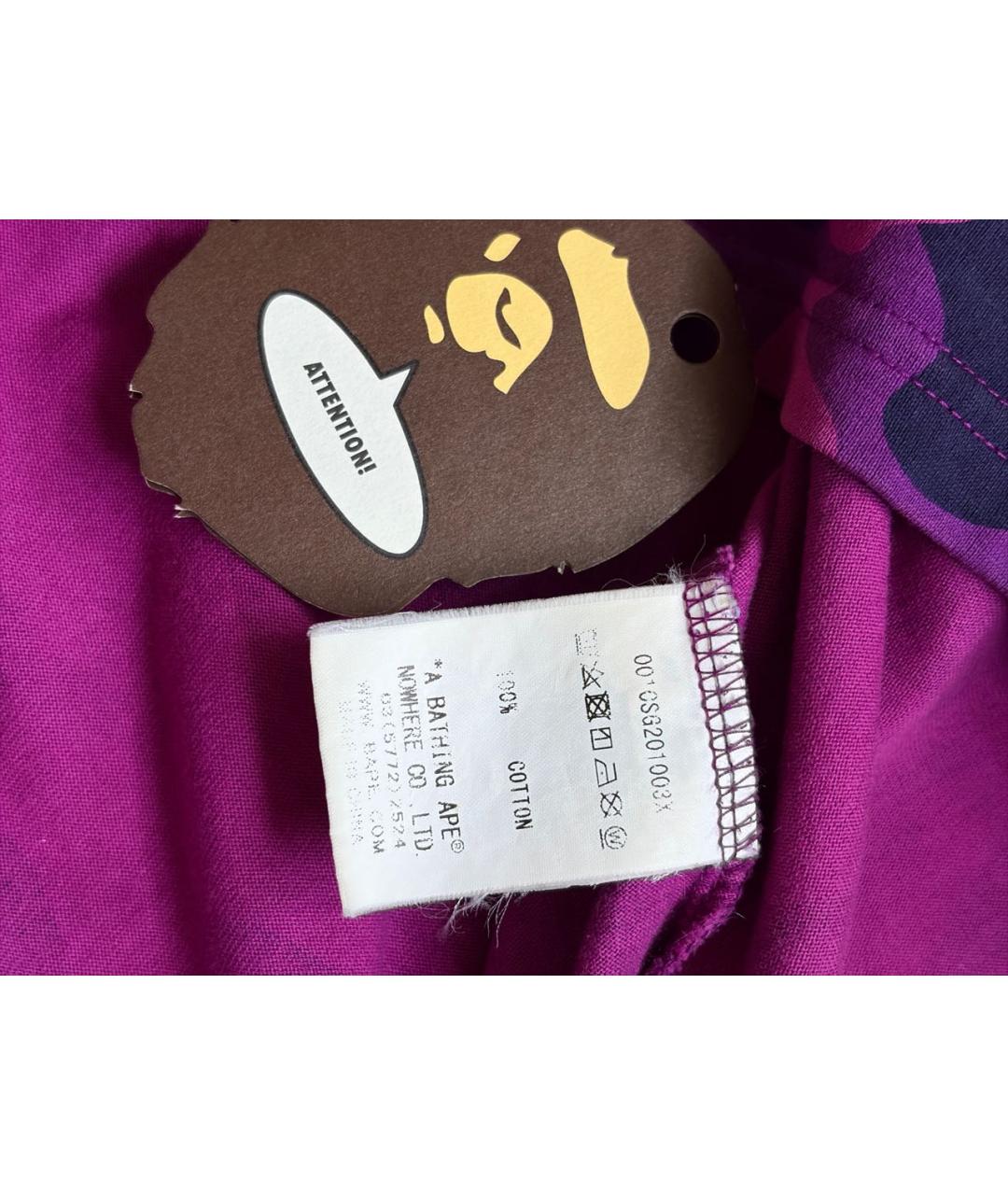 A BATHING APE Фиолетовая хлопковая футболка, фото 6