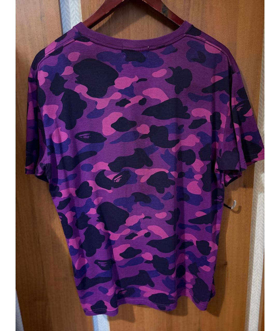 A BATHING APE Фиолетовая хлопковая футболка, фото 2