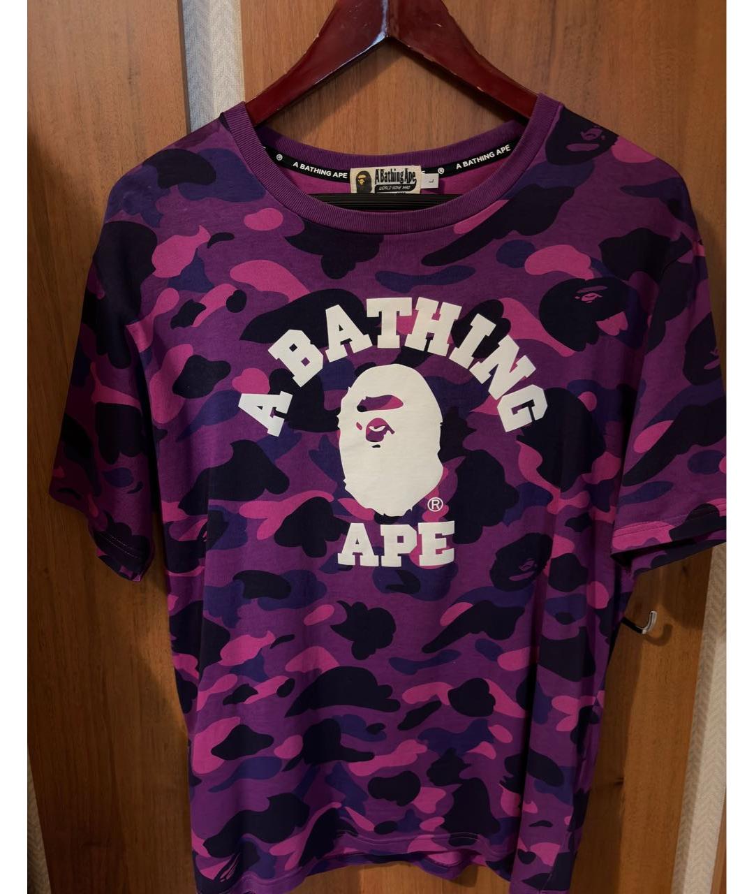 A BATHING APE Фиолетовая хлопковая футболка, фото 8
