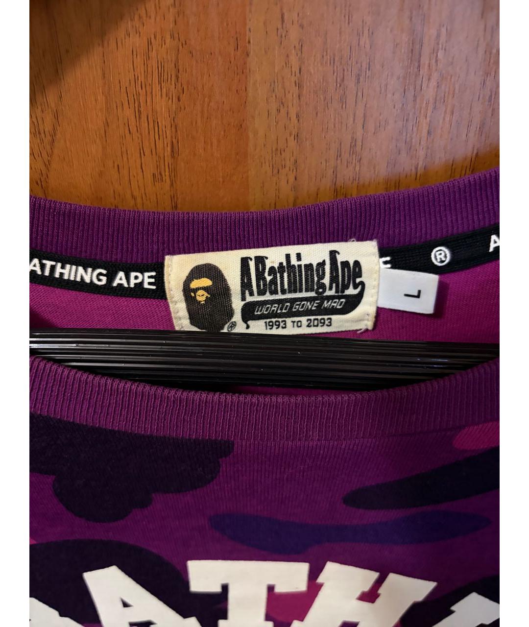 A BATHING APE Фиолетовая хлопковая футболка, фото 3