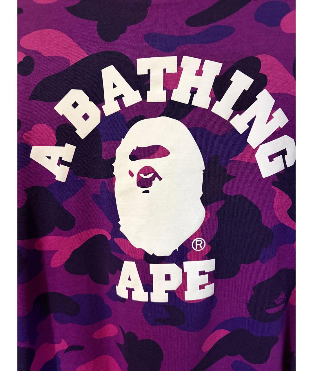 A BATHING APE Фиолетовая хлопковая футболка, фото 5