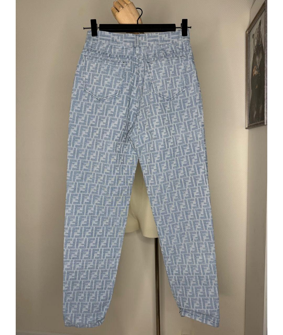 FENDI Голубые хлопковые джинсы слим, фото 4