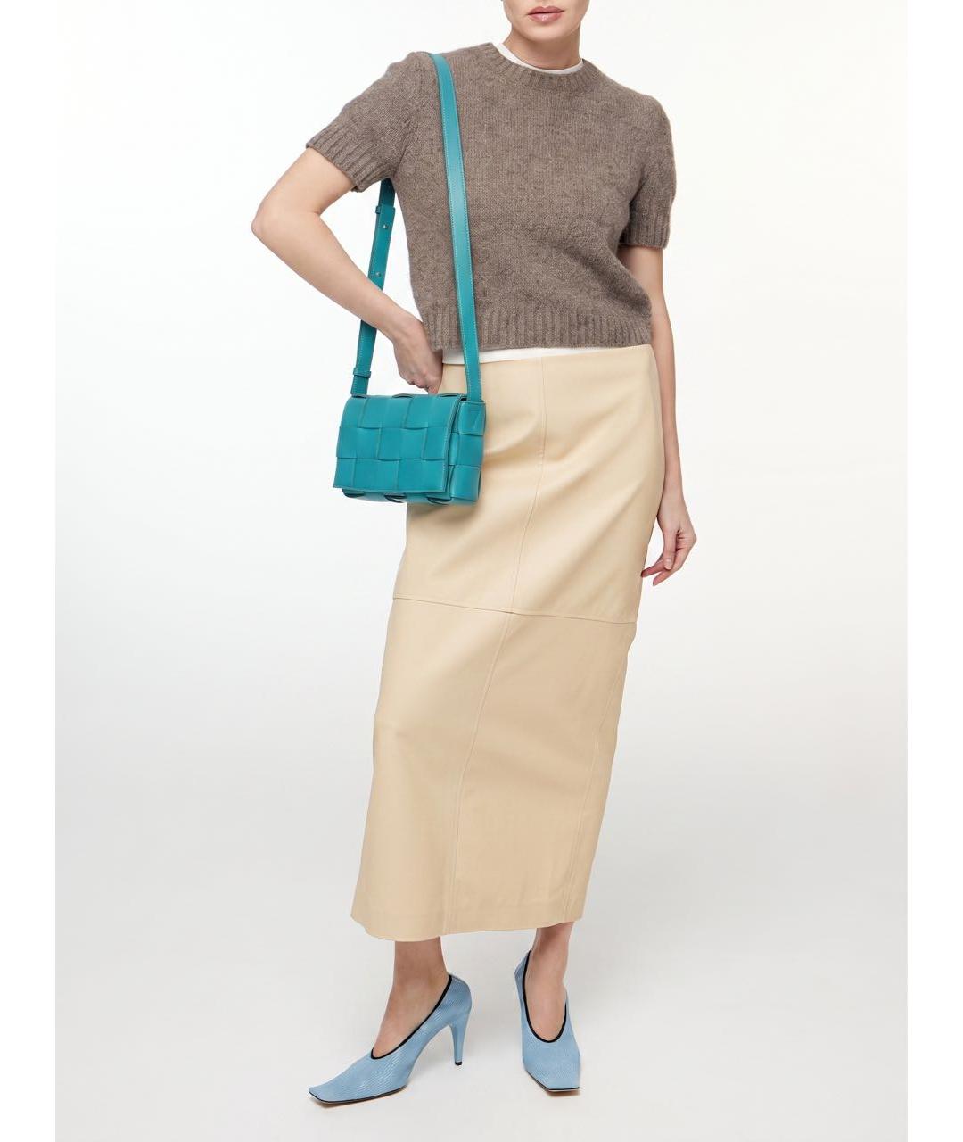 BOTTEGA VENETA Бирюзовая кожаная сумка через плечо, фото 2
