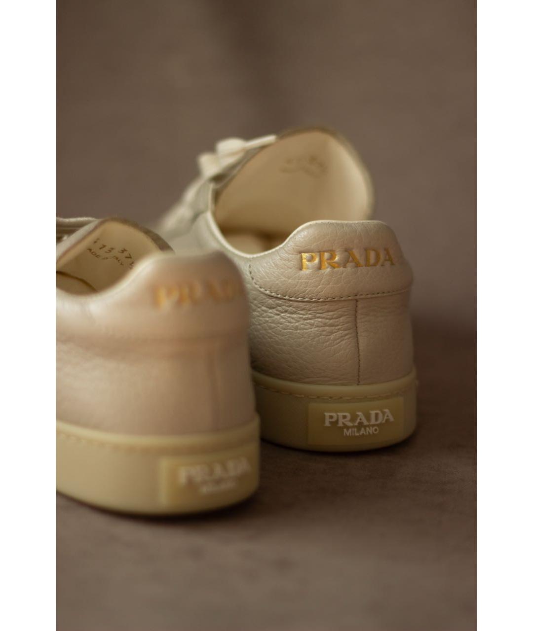 PRADA Серые кожаные кеды, фото 7