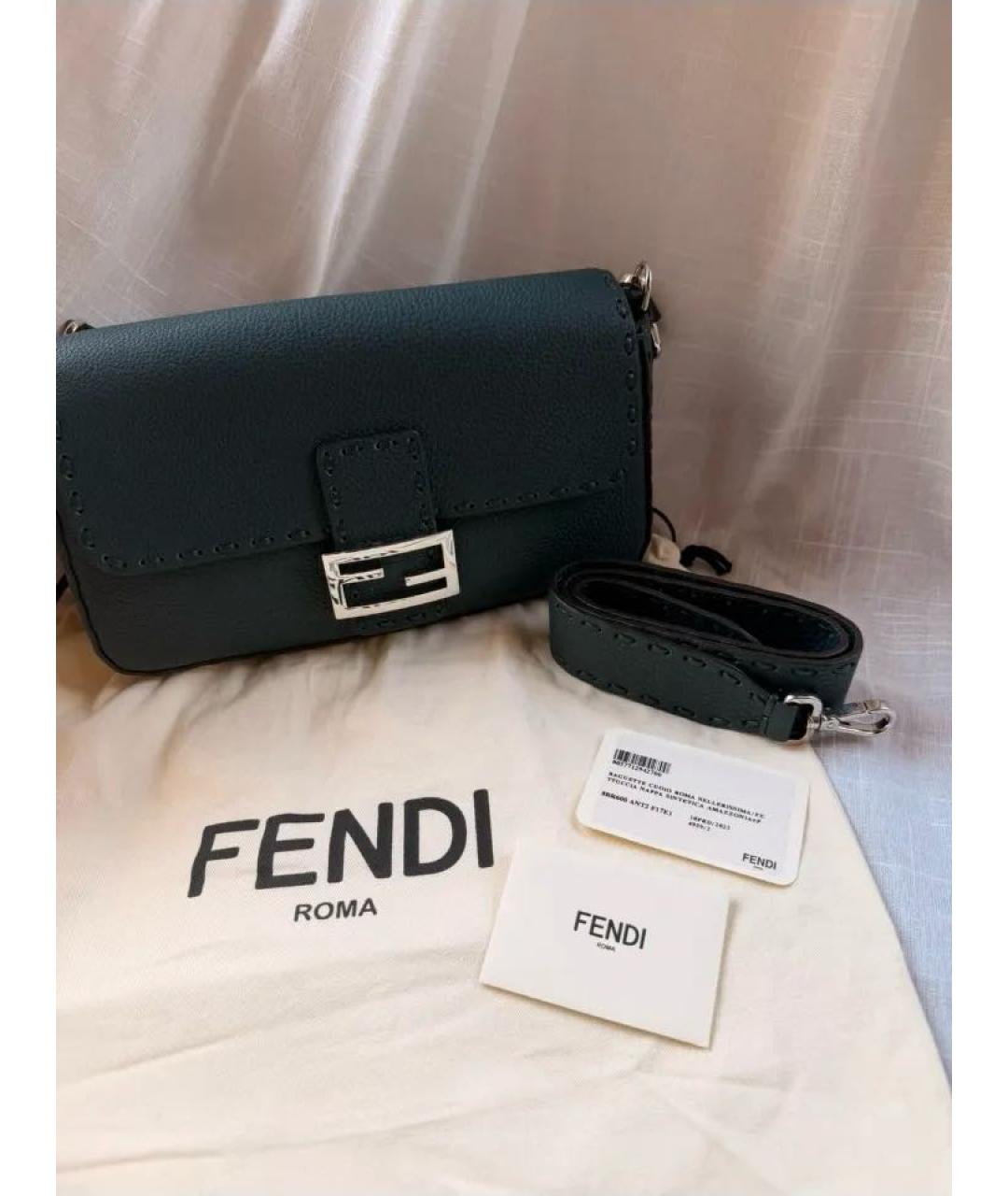 FENDI Зеленая кожаная сумка через плечо, фото 3