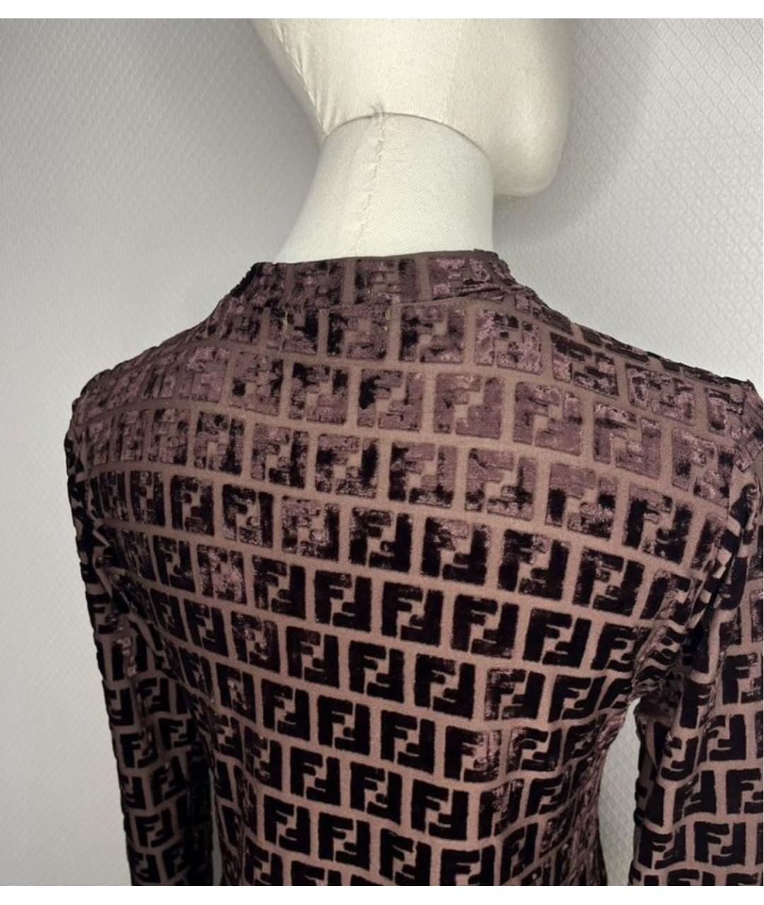 FENDI Коричневый бархатный джемпер / свитер, фото 5