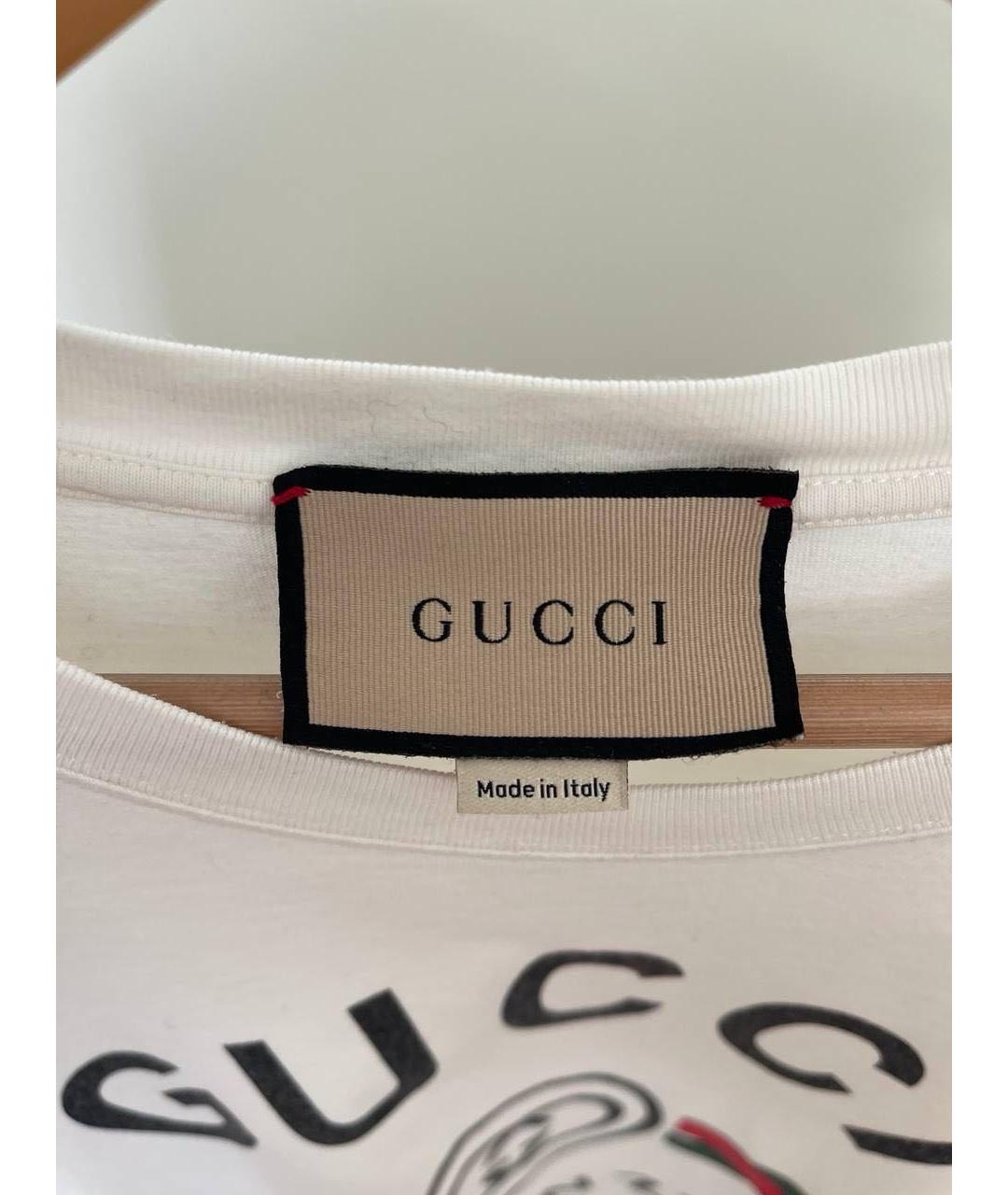 GUCCI Белая хлопковая футболка, фото 3
