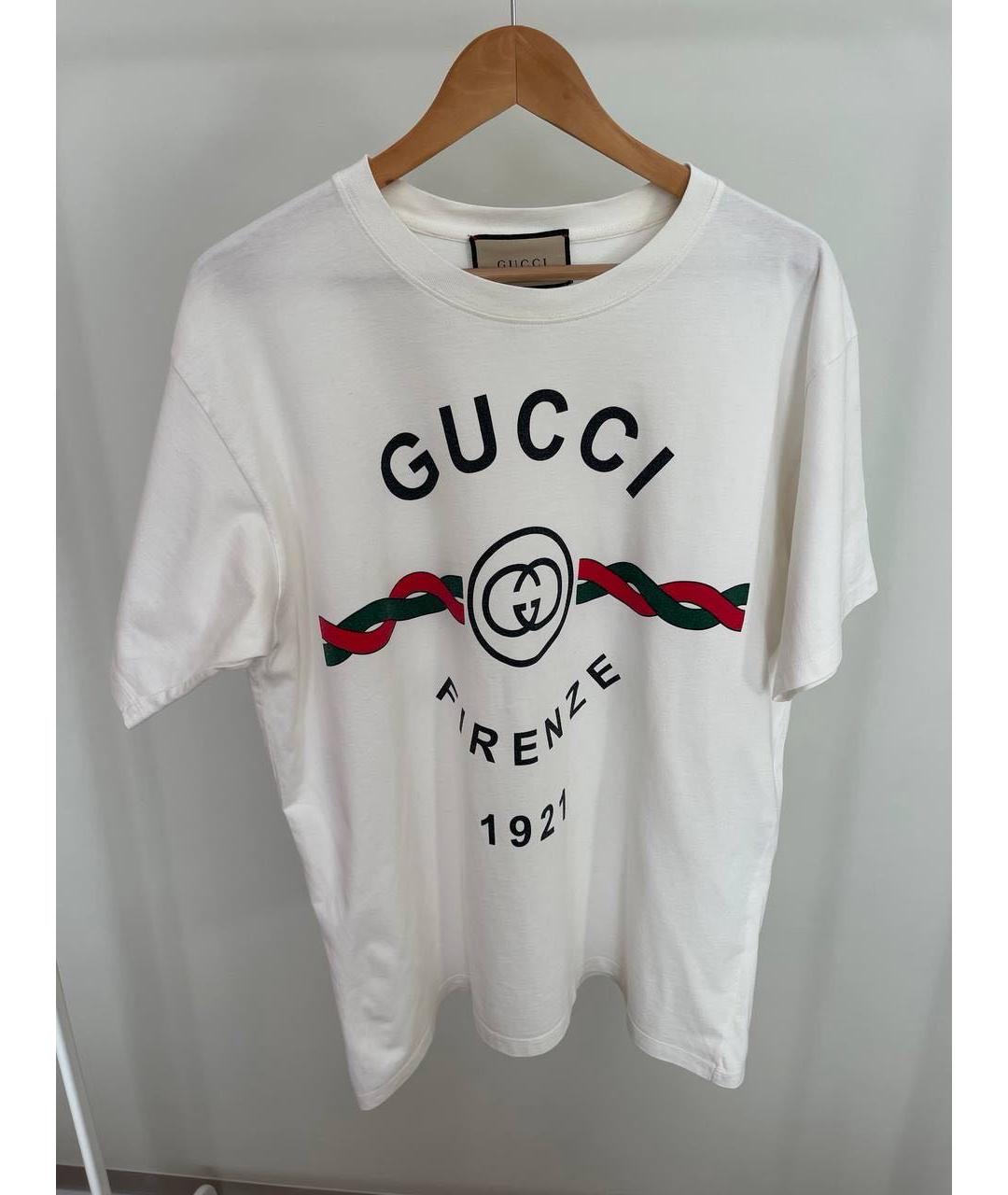 GUCCI Белая хлопковая футболка, фото 5