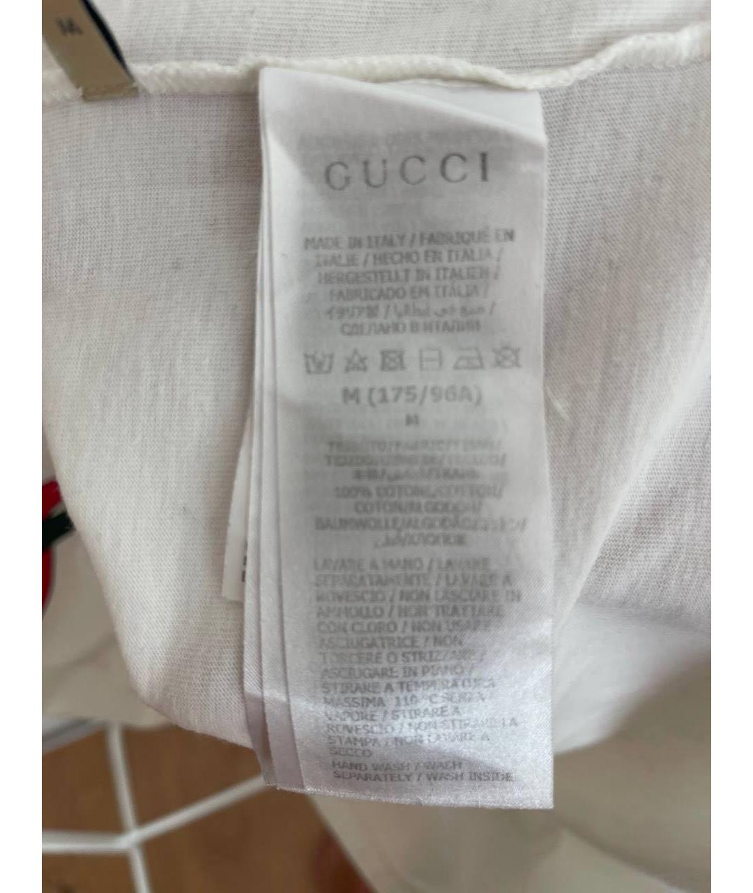GUCCI Белая хлопковая футболка, фото 4