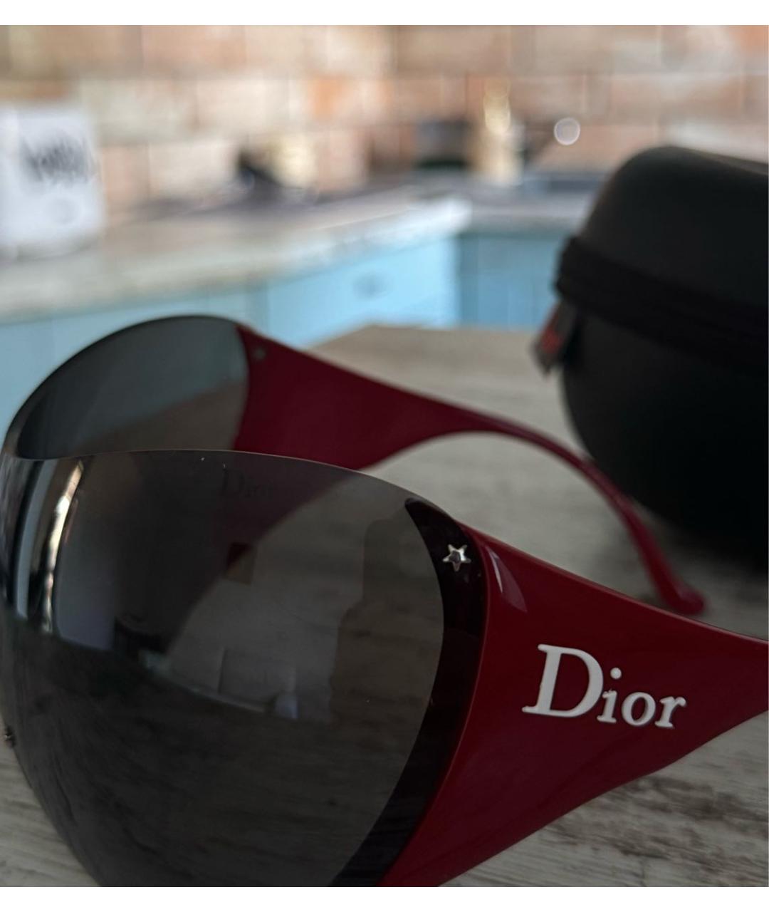 CHRISTIAN DIOR Красные пластиковые солнцезащитные очки, фото 7