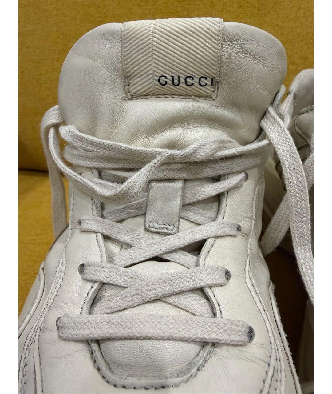 GUCCI Бежевые кожаные низкие кроссовки / кеды, фото 7