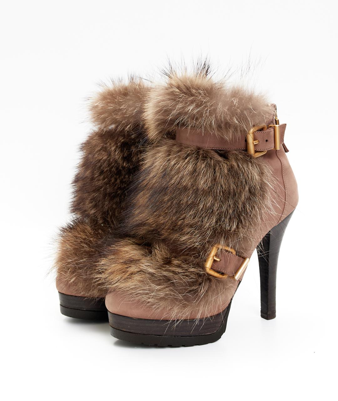 FENDI Коричневые кожаные ботильоны, фото 2