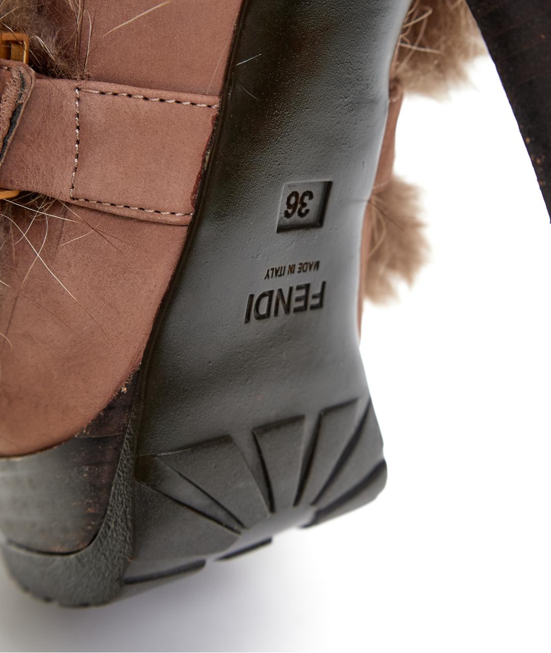 FENDI Коричневые кожаные ботильоны, фото 5