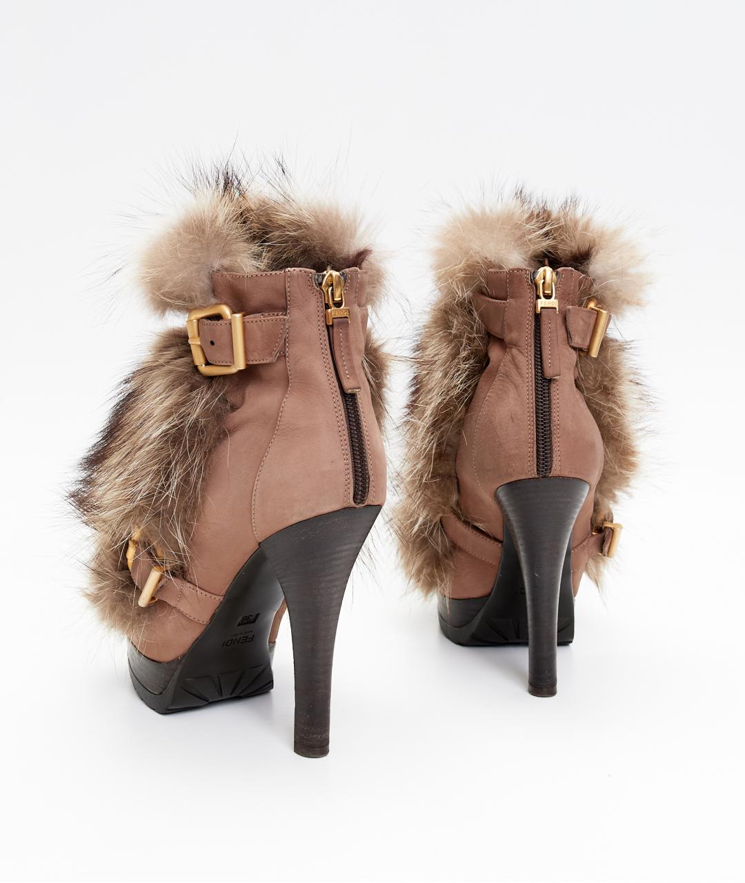 FENDI Коричневые кожаные ботильоны, фото 4