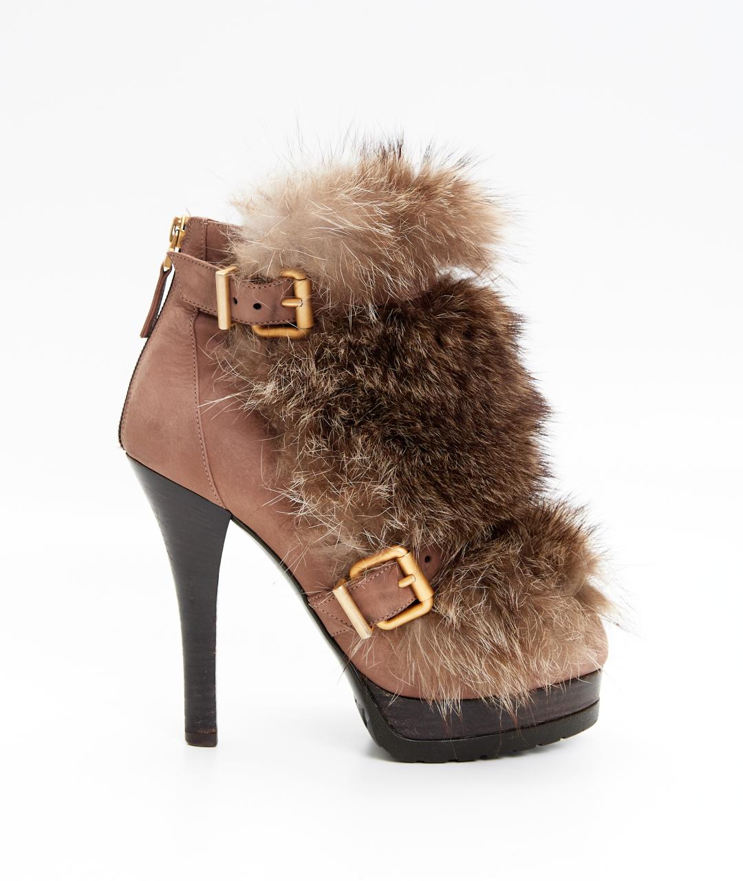 FENDI Коричневые кожаные ботильоны, фото 6