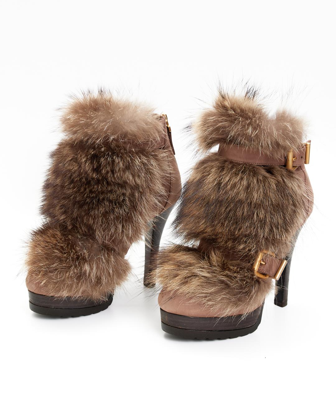 FENDI Коричневые кожаные ботильоны, фото 3