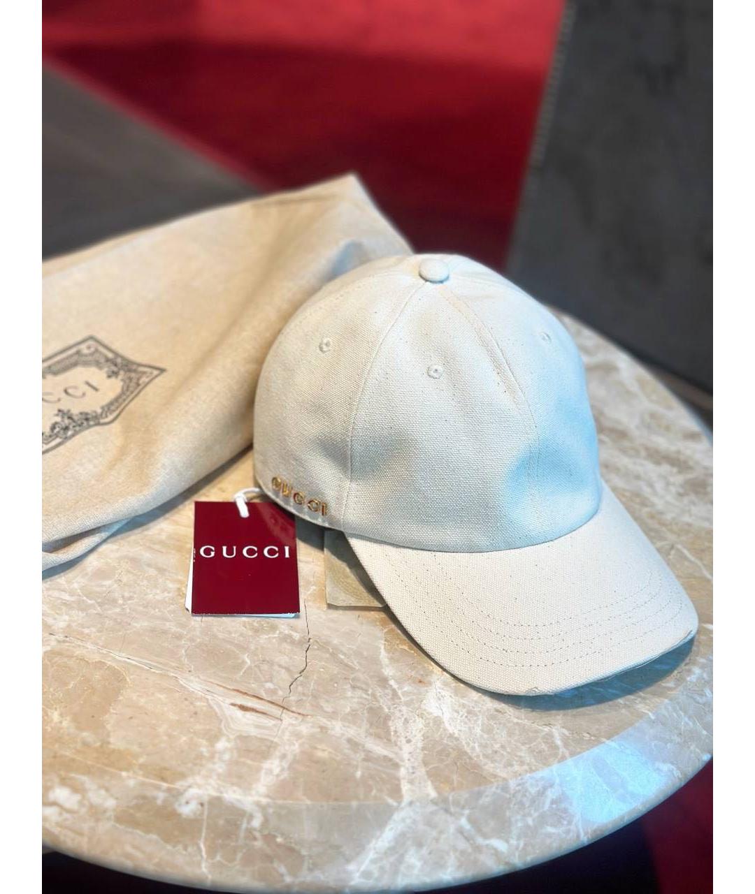 GUCCI Белая хлопковая кепка, фото 7