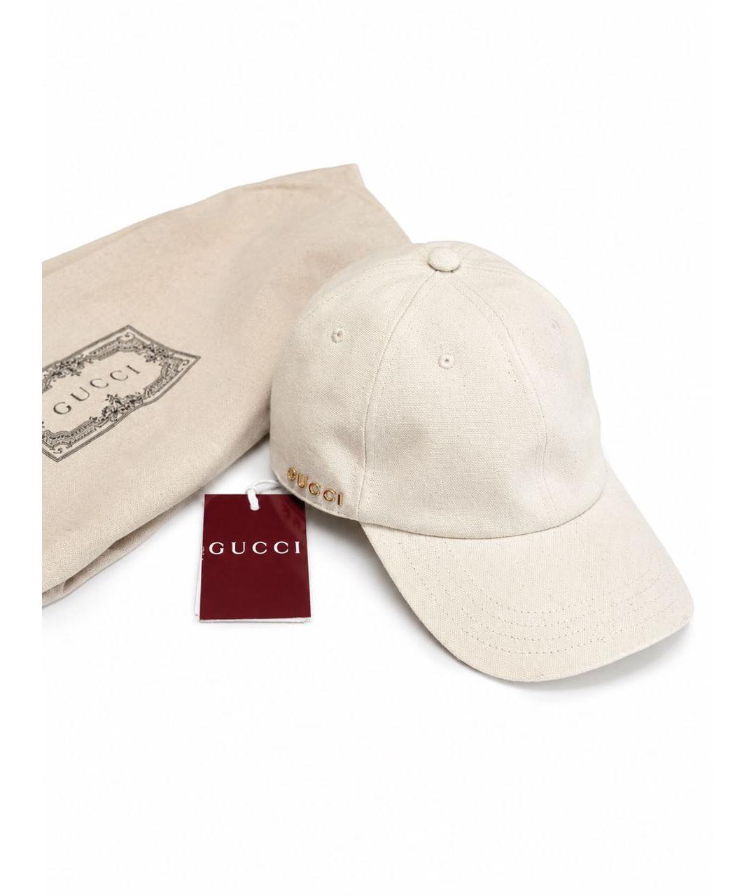 GUCCI Белая хлопковая кепка, фото 2