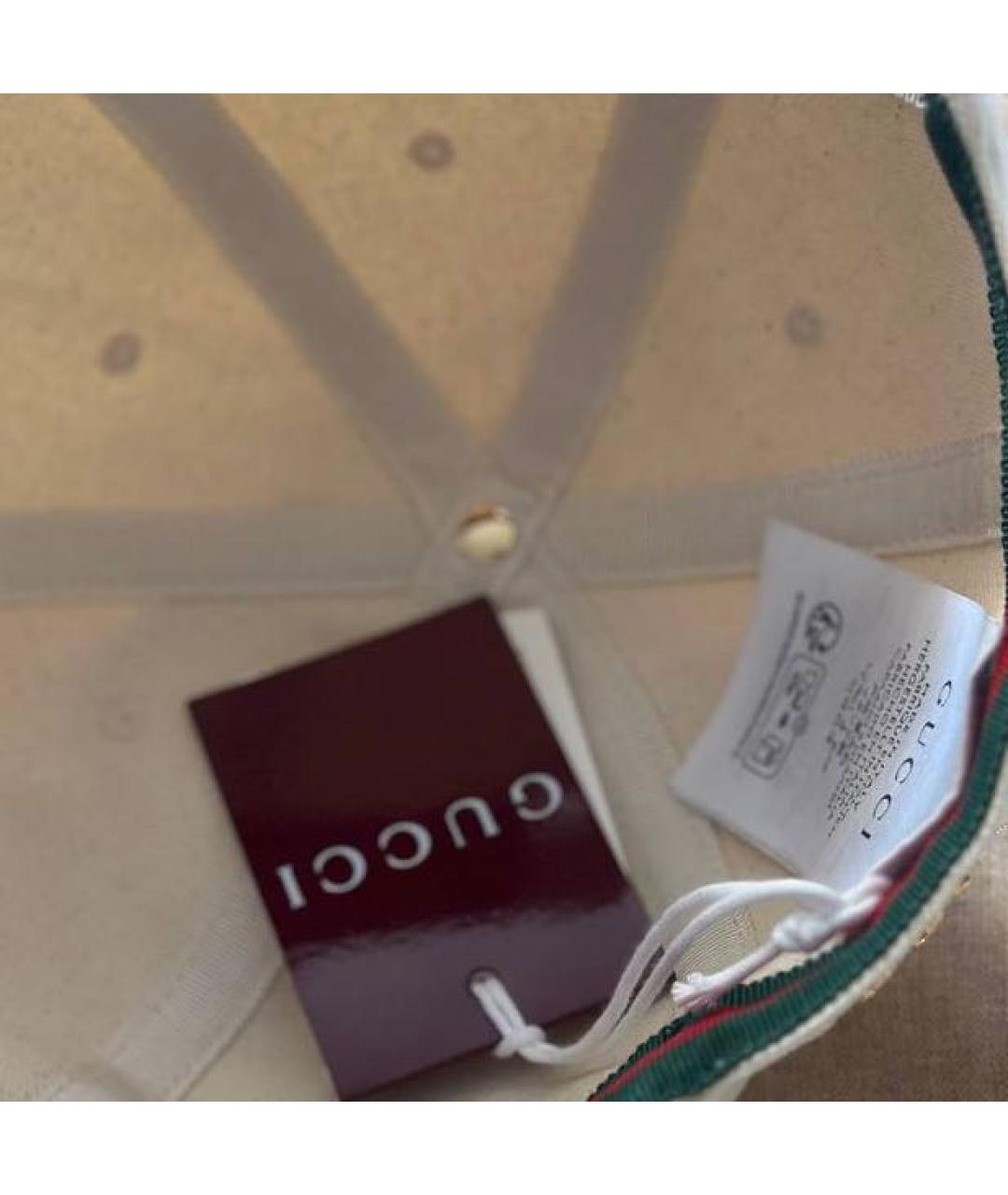 GUCCI Белая хлопковая кепка, фото 6
