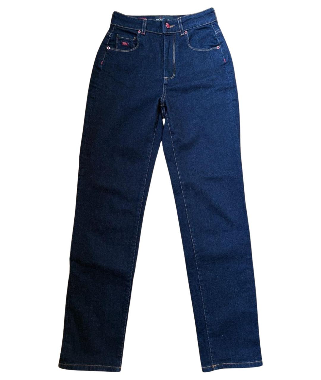 KITON Темно-синие хлопко-эластановые прямые джинсы, фото 1