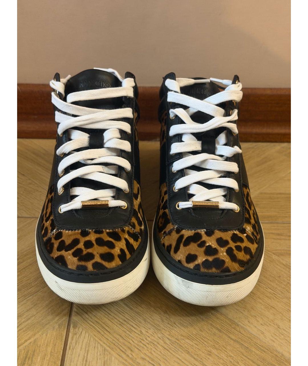 JIMMY CHOO Черные кожаные кеды, фото 2