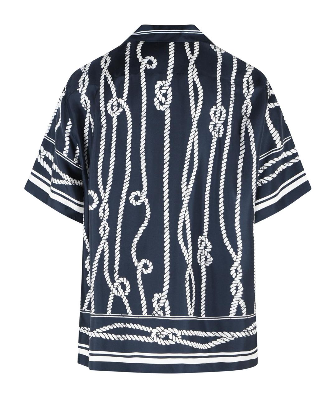 DOLCE&GABBANA Темно-синяя шелковая кэжуал рубашка, фото 3