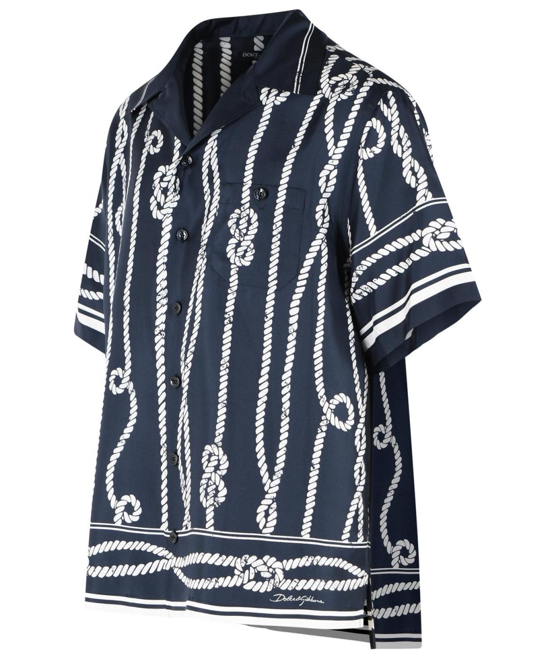 DOLCE&GABBANA Темно-синяя шелковая кэжуал рубашка, фото 2