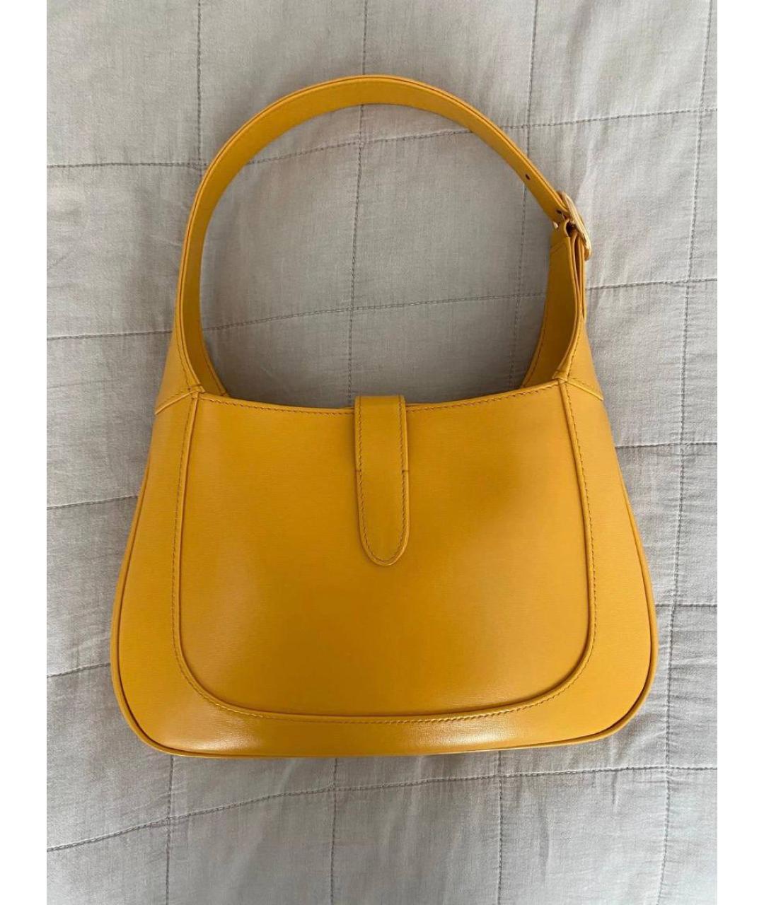GUCCI Желтая кожаная сумка с короткими ручками, фото 6