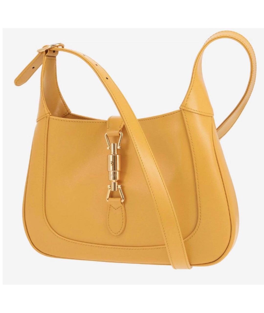 GUCCI Желтая кожаная сумка с короткими ручками, фото 2