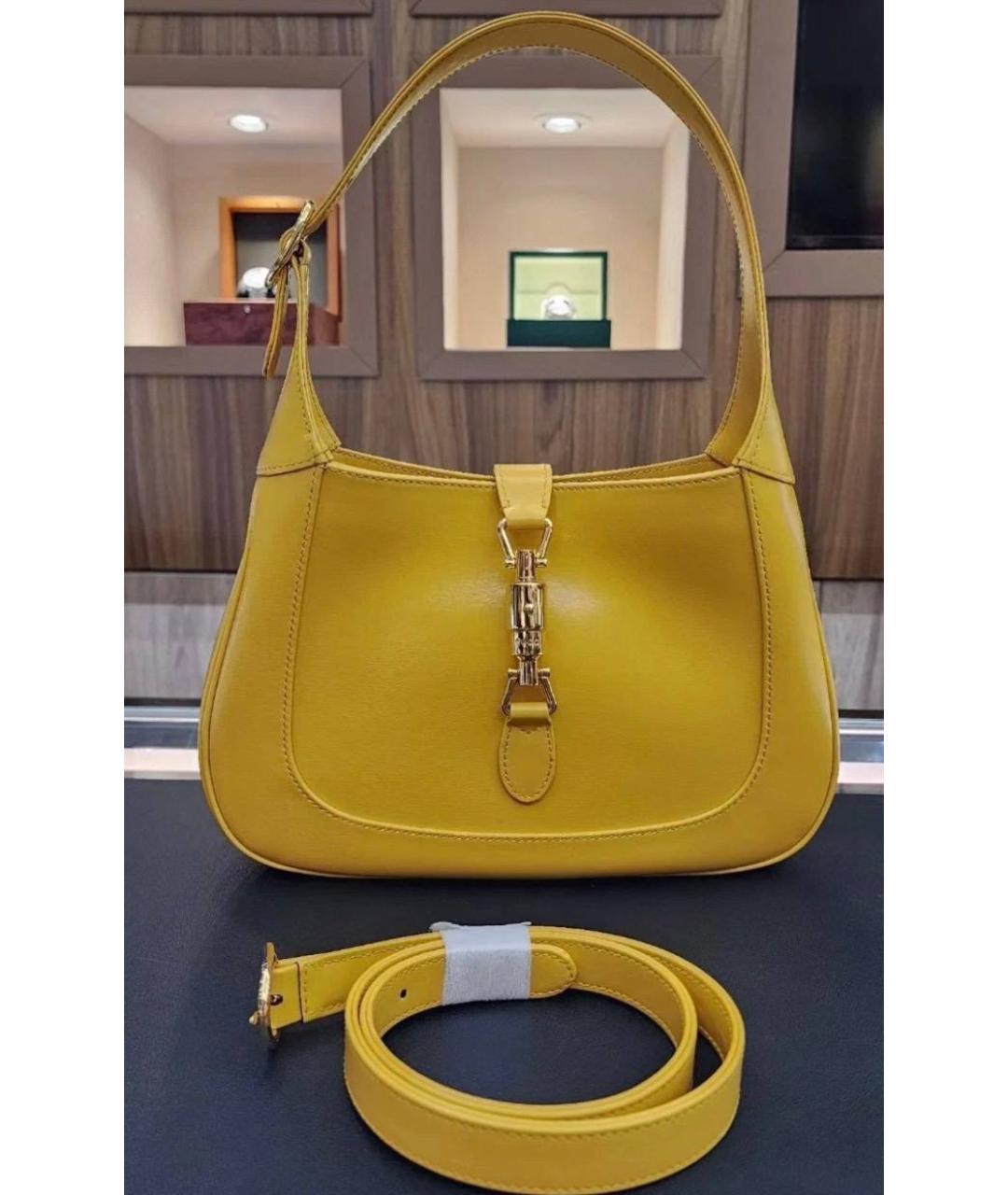 GUCCI Желтая кожаная сумка с короткими ручками, фото 7