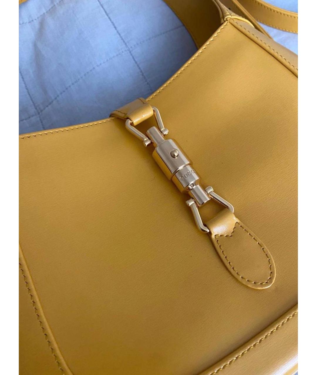 GUCCI Желтая кожаная сумка с короткими ручками, фото 5