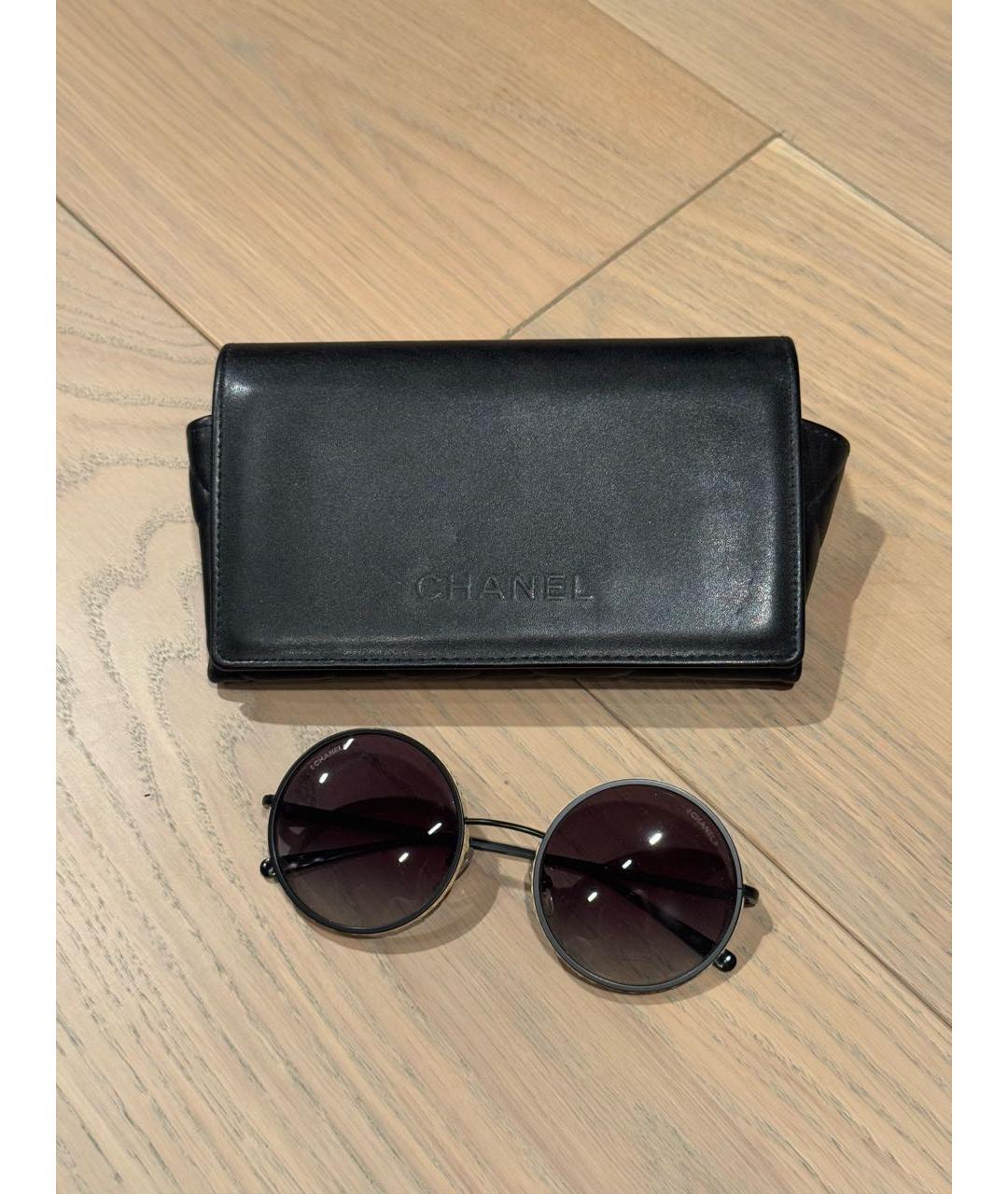 CHANEL Черные металлические солнцезащитные очки, фото 3